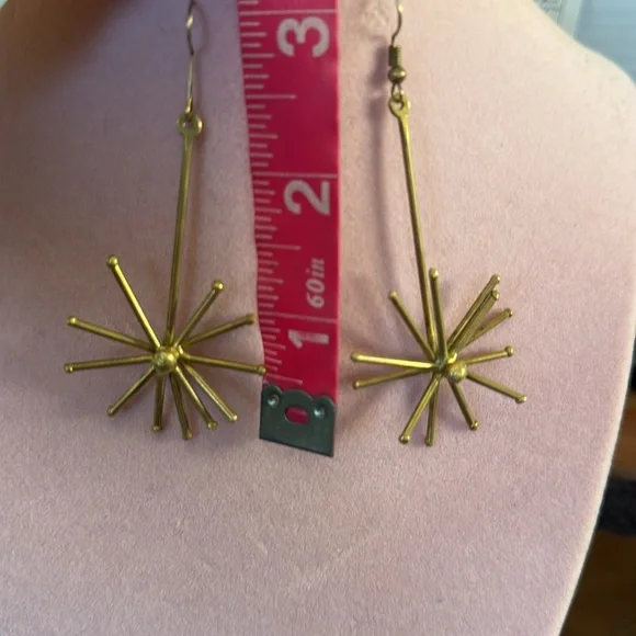 Solid Brass Burst Earrings - Picture 4 of 5